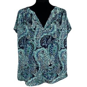 Banana Republic Paisley Print Cap Sleeve Blouse